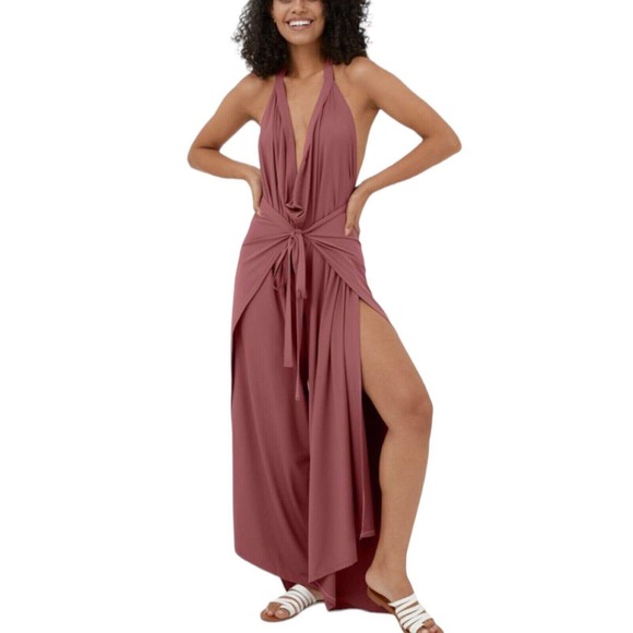 Halara 2 Ways To Wear Wrap Palazzo Pants / Cowl Neck Split Leg Jumpsuit Navy M - Picture 5 of 15